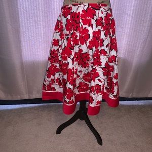 Red, Black and White Amanda Lane Tea Length Skirt